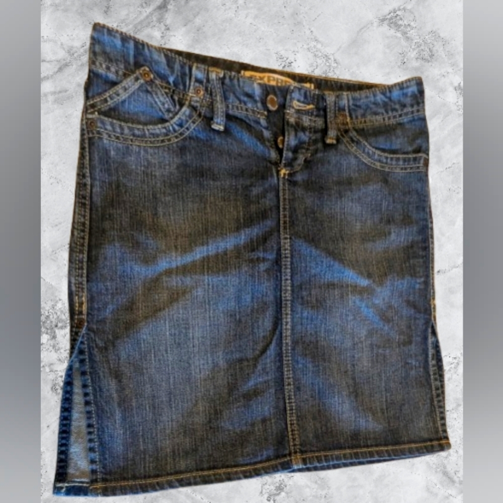Express Y2K Vintage Denim Precision Fit Cotton Skirt Women's 2